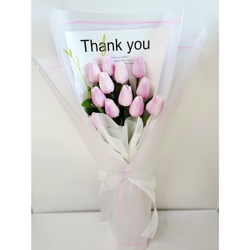 플라워허니B 비누 꽃다발 졸업식 학예회 생일선물, 1개, 연보라 Thank you 튤립