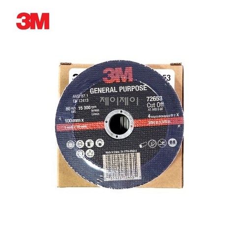 3M 4인치 그라인더 절단석 1통 25장 보급형 72653, 1개