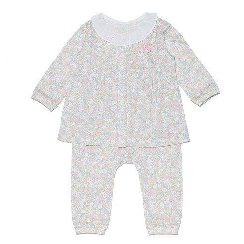 밍크뮤 가든플라워 긴팔내의 24개월 자가드 실내복 돌 선물