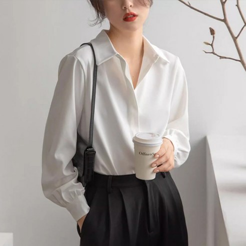 데일로엔 여성 기본 심플 카라 블라우스 셔츠