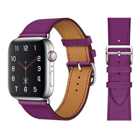 100% 정품 소가죽 iWatch 루프 팔찌 밴드 Watch 7 6 SE 5 4 41mm/45mm iWatch 6 5 4 호환 44mm/40mm 38mm/42mm, Anemone, 42mm/44mm/45mm