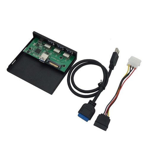 3.25" PC 컴퓨터 케이스 액세서리용 금속 USB 전면 패널 허브 익스텐더, 3.97x3.74x1 인치, 검정, ABS