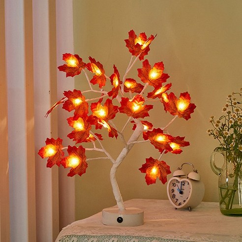 치프몰 LED 자작나무 트리 조명 50cm 10종, 단풍나무 24구(웜화이트) 흰색 나무