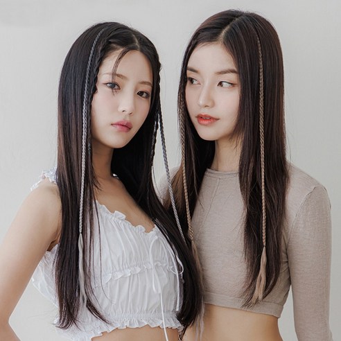 클립스 브레이드 땋은머리 가발 헤어피스 투톤옴브레 댕기피스 투톤 롱 브레이드, 애쉬브라운, 1개