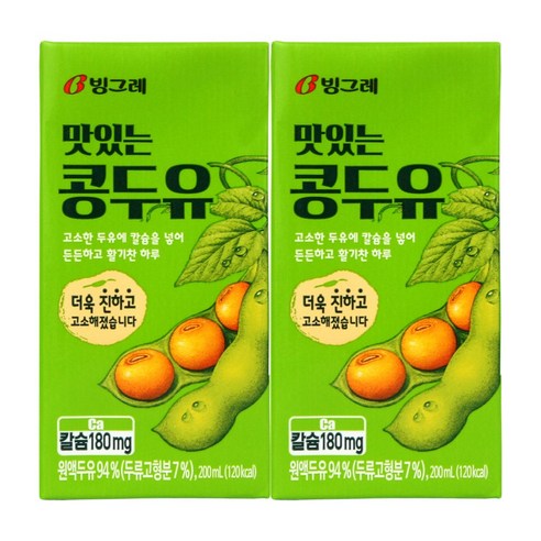 빙그레 맛있는 콩두유, 200ml, 24개