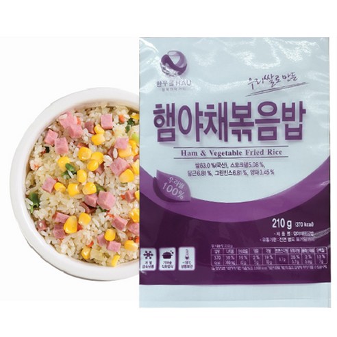 한우물 햄야채 볶음밥.즉석볶음밥.냉동볶음밥.(외국산쌀), 210g, 50개