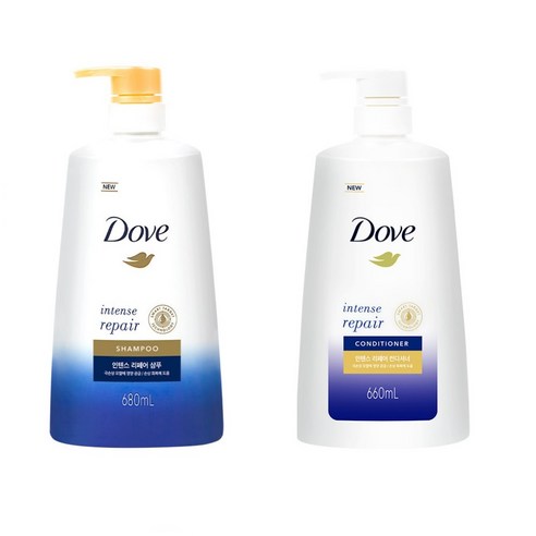 도브 인텐스 리페어 샴푸 680ml + 컨디셔너 660ml 세트, 1세트