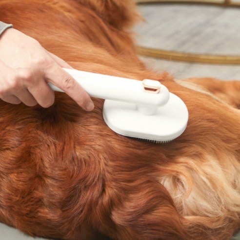 ABS소재 원터치 90도 회전 강아지 고양이 브러쉬, 1개, 네이비