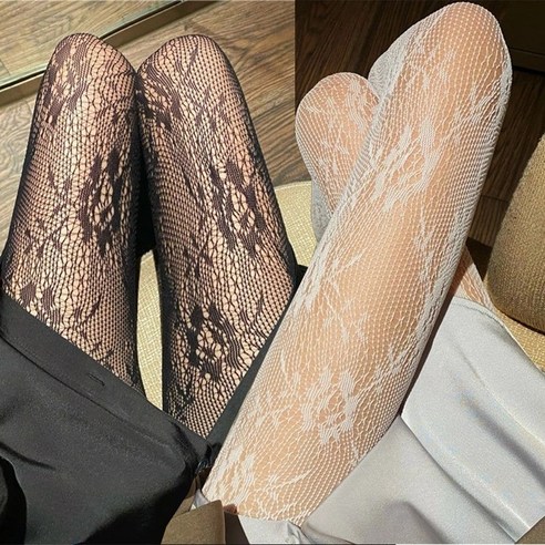 섬세한 아름다움을 발에 담다: [1+1] 여성 촘촘한 망사 장미 팬티스타킹 리뷰 레이스스타킹