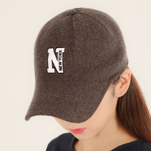 라핑 울 소재 N로고 니트캡 남녀공용 겨울 야구모자