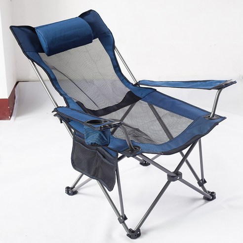 야외 접 이식 의자 낚시 의자 휴대용 침대 겸용 의자 점심 휴식 캠핑 소풍 비치 의자, 1.블루 블루 전체 천 안락 의자 353