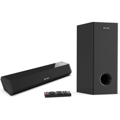 서브우퍼가 포함된 TV용 BESTISAN 사운드바 블루투스/AUX/HDMI/광학 연결이 PC 게임용 2.1 딥 베이스 소형 TV 모니터 스피커 홈 시어터 서라운드 사운드 시스템 벽, 16inch Dark Black