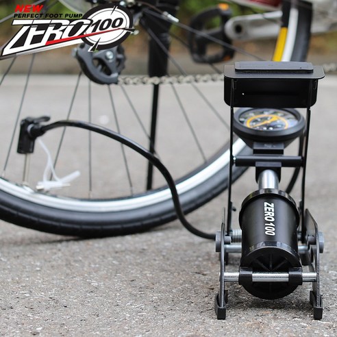 카모아 자전거 에어펌프 다용도 공기주입기, 제로백 스탠딩 에어펌프(옐로우), 1개