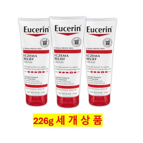 유세린 릴리프 바디 크림 226g 3팩 Eucerin Eczema Relief Cream 8 oz. Tube (Pack of 3), 3개