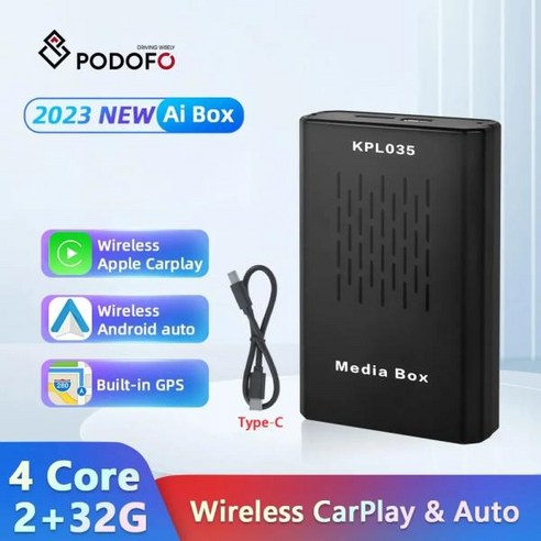 Podofo 안드로이드 Ai 박스 유선-무선 카플레이 어댑터 오토 4 코어 2 + 32G 와이파이 블루투스 범용 V, 01 CHINA