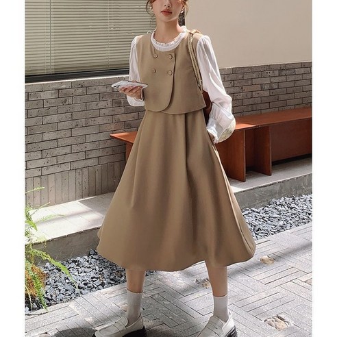 셀럽당 원피스 여춘추 날씬해 보이는 a라인 스커트Q03478