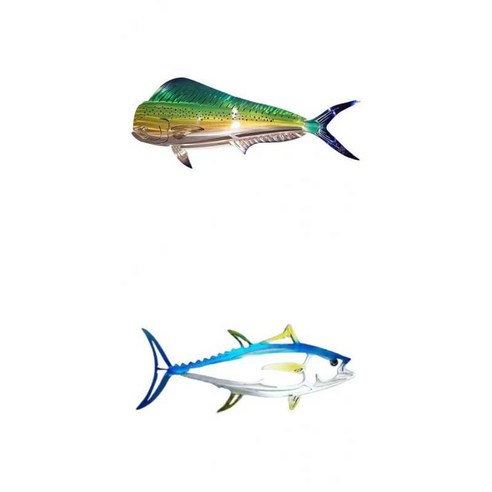 2pc 금속 상어 벽 장식 예술 바다 물고기 교수형 벽 조각, {"수건소재":"금속"}, 여러 가지 빛깔의