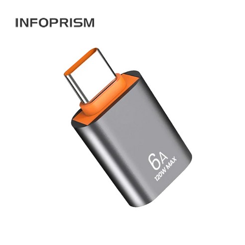 INFOPRISM / 6A 120W PD USB C타입 - A타입 변환 젠더 (OTG), 1개, F / 실버, 20mm