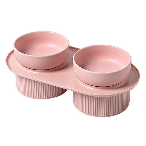 MIRTS 반려동물 세라믹 식기 테이블 세트 2구, 핑크