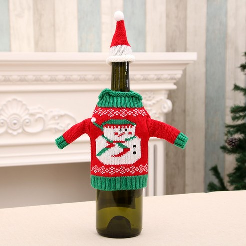 새로운 크리스마스 와인 병 커버 스웨터 와인 병 커버 4 크리스마스 와인 병 장식 크리스마스 장식, 하나, 눈사람 스타일