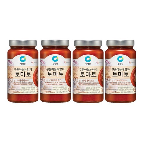 청정원 구운마늘과 양파 토마토 스파게티소스 600g, 4개