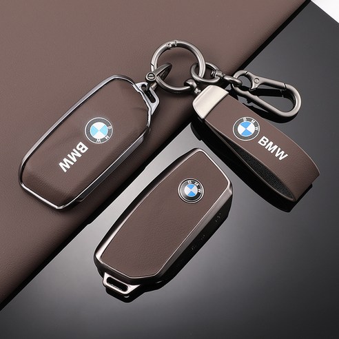 맥스아머 BMW 호환 가죽 키케이스 자동차 키링 키홀더, C타입, 브라운
