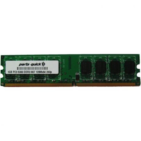 셔틀마더보드용 1GB DDR2 메모리 업그레이드 Non-ECC PC2-5300 240핀 667MHz DIMM RAM (PARTS-QUICK 브랜드), 단일, 단일