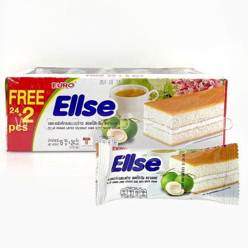 Ellse 유로 코코넛 케익 26개 1박스 WORLDFOOD, 52개, 15g