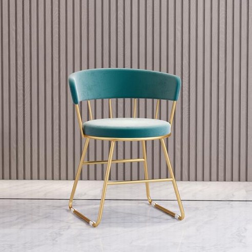 북유럽 벨벳 골드 엔틱 디자인 화장대 의자 거실 침실, 공작 블루