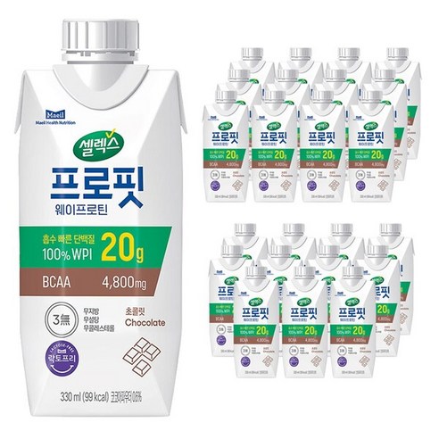 매일 셀렉스 프로핏 웨이 프로틴 초콜릿 락토프리 분리유청 단백질 330ml 24개