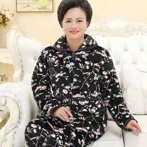 잠옷 여성의 가을과 겨울 세 두꺼운 산호 양털 코튼 패딩 따뜻한 플란넬 귀여운 코튼 패딩 자켓 정장