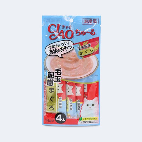 이나바 고양이 챠오츄르 간식, 참치+헤어볼, 56g, 12개