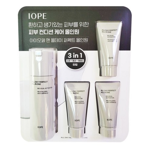 아이오페 맨 올데이 퍼펙트 올인원 210ml 트레이더스 IOPE 남성 3in1 로션 스킨 에센스, 1세트