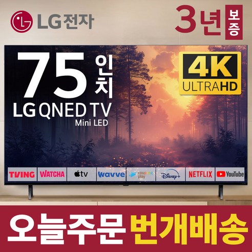 LG전자 75인치 TV QNED 4K 스마트 Mini LED 티비 75QNED85 넷플릭스 유튜브 디즈니 미러링, 방문설치, 벽걸이형