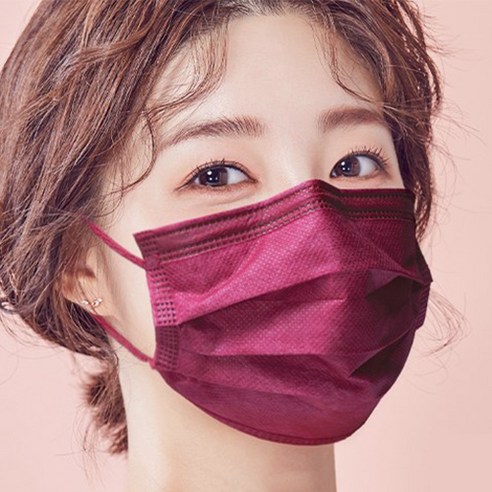 에어에이드 평면형 컬러마스크, 50매입, 2개, 와인