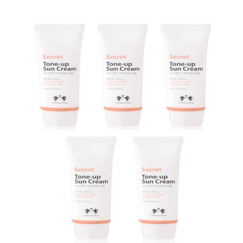 BTM 크리스찬딘시크릿톤업선크림SPF50썬크림 햇빛 선케어 선크림 썬케어 여행 바닷가크림 타지않게, 5개, 70ml