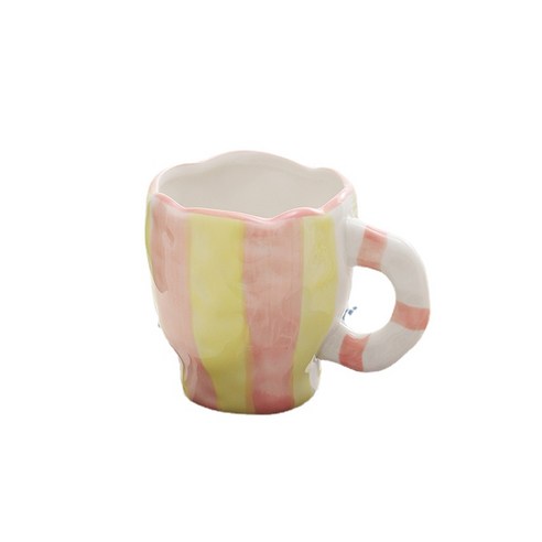 ANKRIC 예쁜머그잔 찻잔 가정 식수 컵 개인화 된 창조적 인 세라믹 머그잔 핸드 핀치 럭셔리 커플 컵을위한 고가의 커피 컵, 줄무늬 손으로 쥐는 머그컵