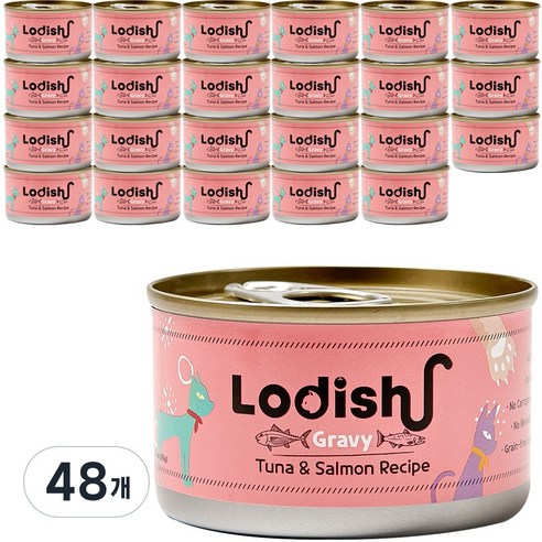 로디시 고양이 습식사료 주식캔, 48개, 그레이비 참치&연어, 85g