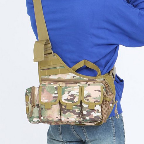 다용도 밀리터리 슬링백, 고급 방수원단 확장형 MOLLE 웨빙, 모래픽셀 다용도 밀리터리 슬링백, 고급 방수원단 확장형 MOLLE 웨빙, 모래픽셀