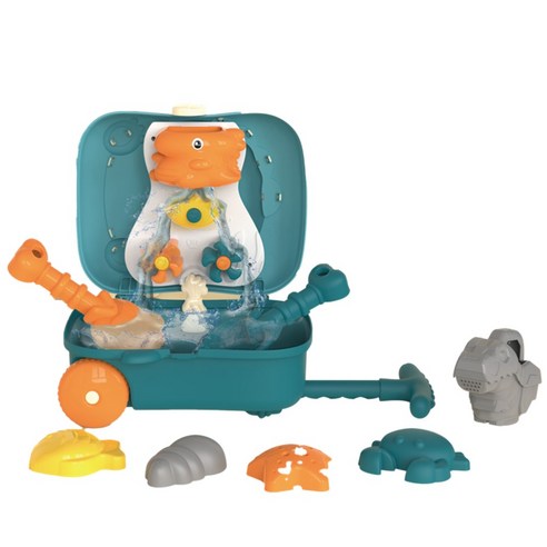 샌드 토이 캐리어 모래 놀이 가방 세트, 청록