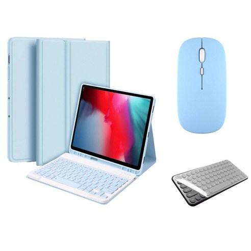 아이패드 전용 에어 프로 미니 1/2/3/4/5/6/7/8/9/10 세대 M2 M4 펜슬 수납 블루투스 키보드 케이스 무선 마우스 세트 iPad Pro Air Mini 케이스나라, 스카이