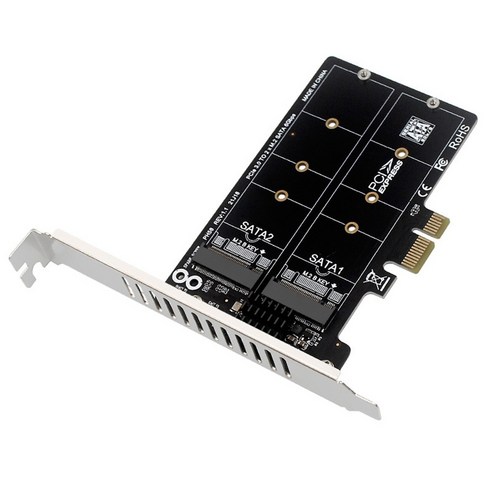 AFBEST M.2 SATA-PCIE 변환 카드 듀얼 디스크 어레이 RAID 확장 JMB582 칩셋 지원 SSD, 검은 색
