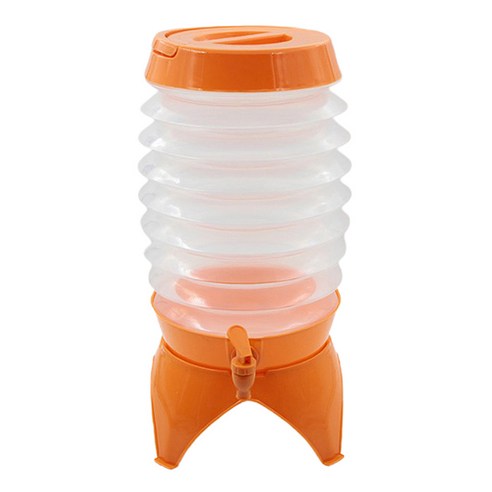 접을 수있는 물 컨테이너 5.5L 캠핑 하이킹 여행 캐리어 탭, 플라스틱, 오렌지