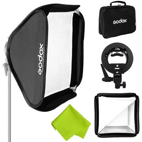 Godox V 카메라용 플래시 디퓨저 스피드 라이트 소프트 박스 케이스 3 색 키트, 02 White 고독스스피드라이트 Best Top5 11 고독스 GODOX 스피드라이트 조명 32 x 80cm 접이식 범용 소프트박스 플래시 보웬스 엘린크롬 마운트 액세서리 방향 조절 가능 S형 브래킷 포함, 24''x24'' Softbox+S Bracket