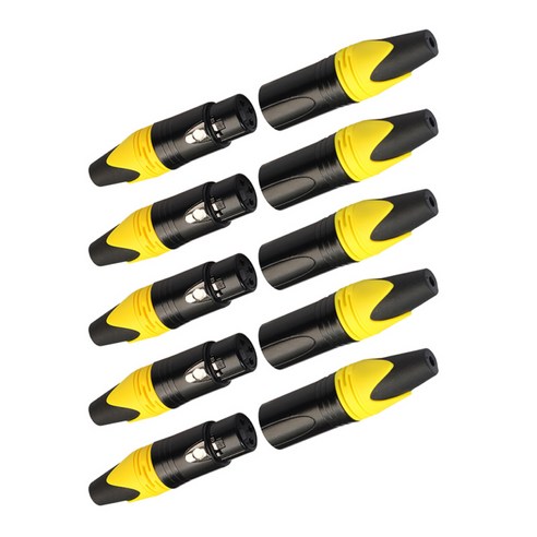 5 쌍 XLR 3 핀 수/암 오디오 마이크 마이크 커넥터 검정색 하우징, 옐로우, 설명, 설명
