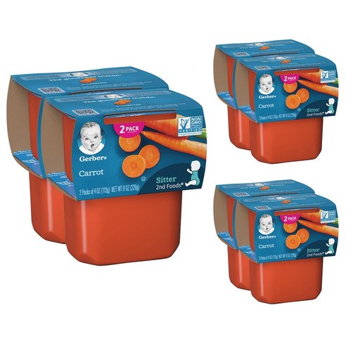Gerber 2단계 어린이 식품 113g, 당근(Carrots), 226g, 6개