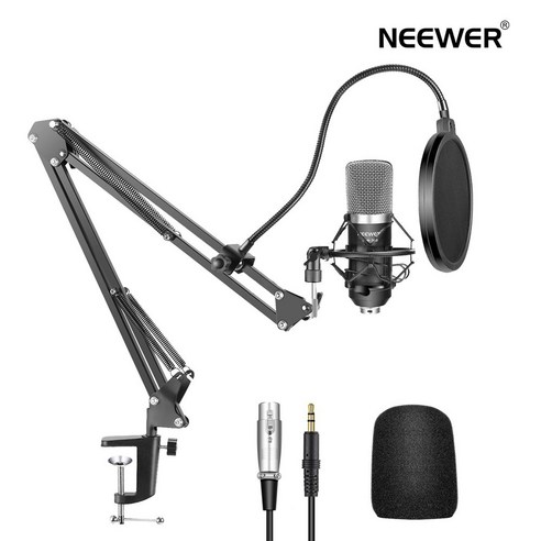 Neewer NW-700 전문 스튜디오 방송용 녹음 콘덴서 마이크+ NW-35 조정 가능한 녹음 마이크 스탠드 쇼크 마운트 및 마운팅 클램프가 포함
