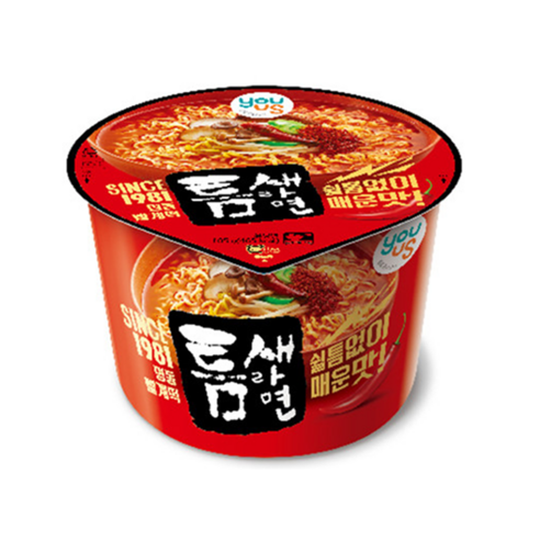 유어스 틈새라면 컵라면 매운맛 105g, 4개