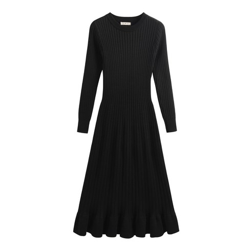 Mao우아한 닫기 피팅 Fishtail 드레스 한국 스타일 패션 기본 중간 길이 니트 드레스 가을 겨울 새로운 스웨터 드레스