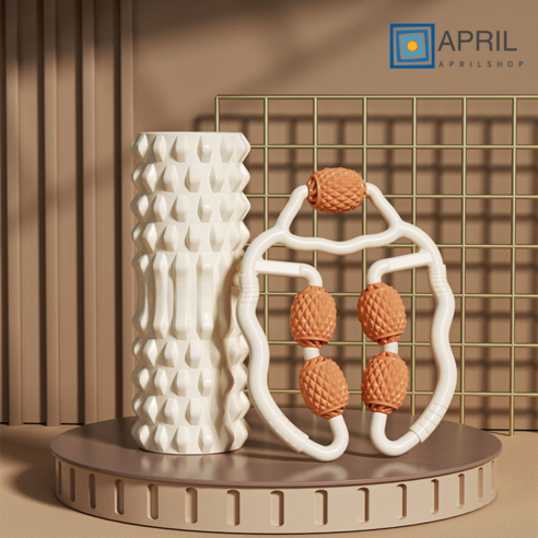 APRILSHOP 다리 마사지 롤러 롤러 마른 다리 강화 판다리 근육 이완 전문 헬스 기구 가정용 폼롤러 슈트, 아이보리, 늑대이빨 30cm+다리기